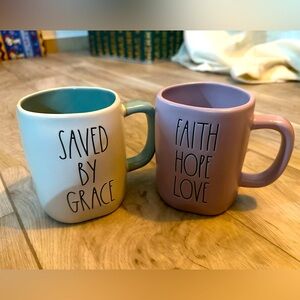 Rae Dunn mug set Saved by Grace & Fait Love Hope